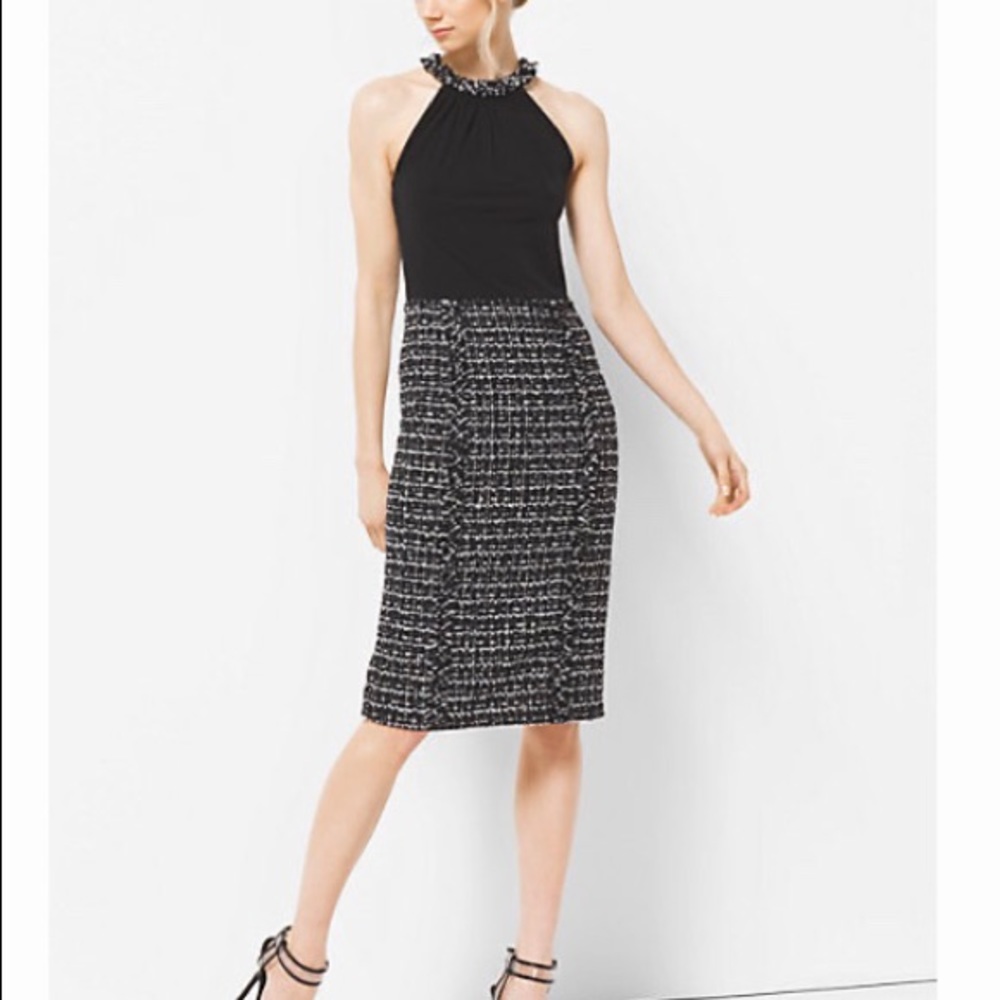 Michael Kors Collection silk & tweed sheath dress